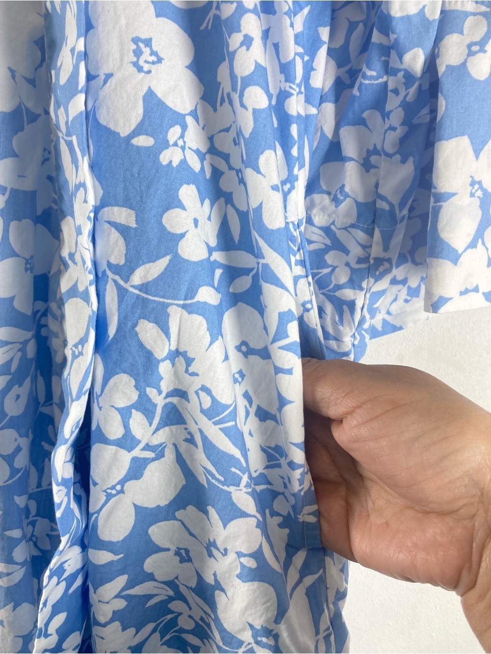 LAKE Pijama Pima Cotton Robe Women’s Size XL White Blue Floral Tie Lounge Pocket - Picture 6 of 16